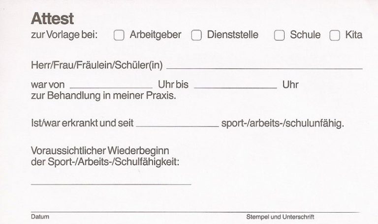 Atteste - Praxis für Allgemeinmedizin - Dipl.-Med. Todorow